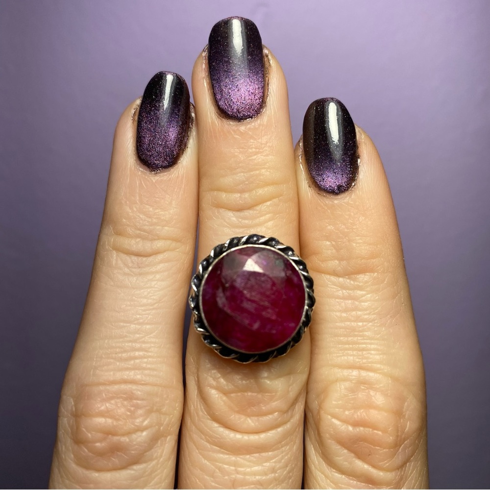 FACETED RUBY W/ 925 STERLING SILVER RING